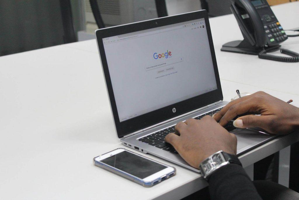 Man Searching On Google